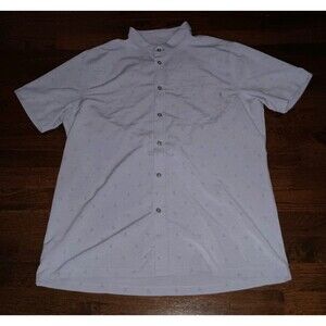 Vuori Shirt Mens XL Origami Bird Pattern Light Gray Button Front Short Sleeve
